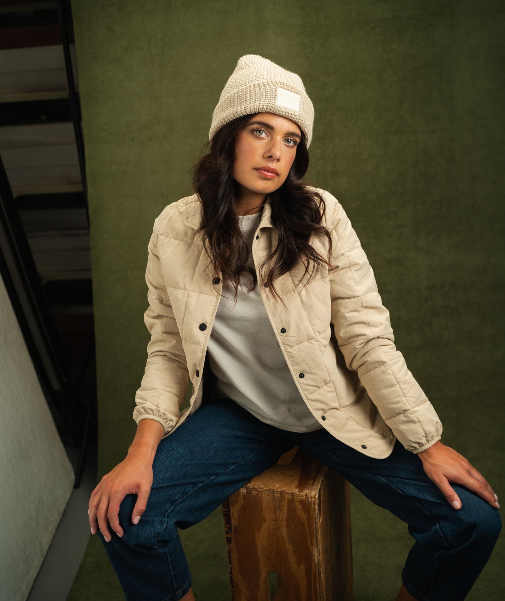Waffle Knit Beanie - Vintage White