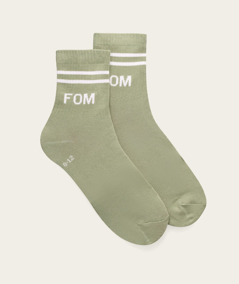 Socks Active - Avocado/ Cream Stripes (Size 8-12)