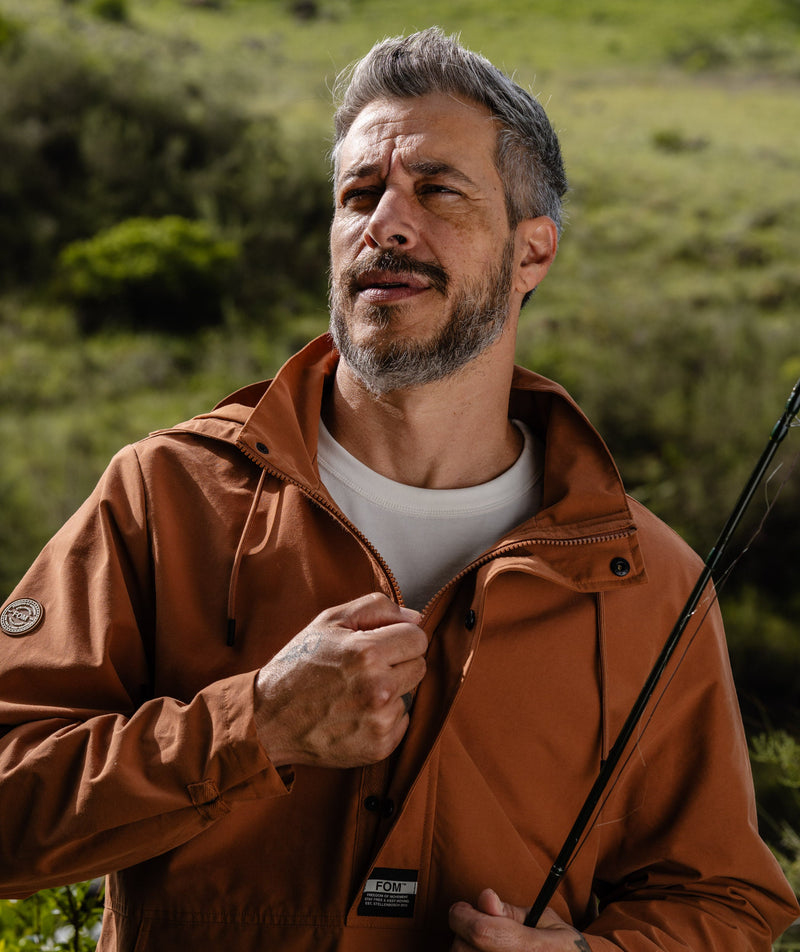 Mens Cotton Blend Anorak - Clay