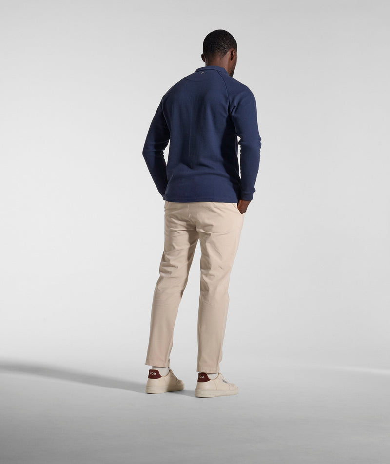 Mens Textured Long Sleeve Golfer - Ink