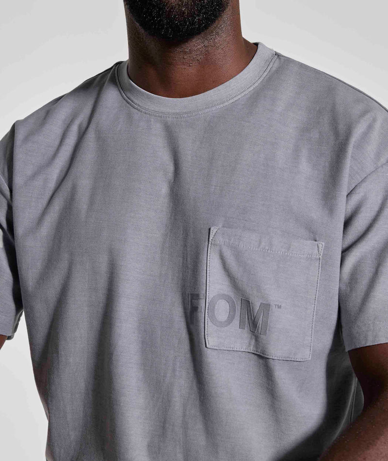 Mens Washed Pocket Relaxed Tee - Cement